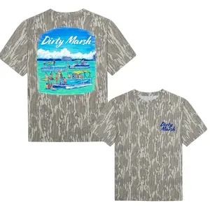 The Sand Bar Tee Dirty Marsh Outfitters Backshore Bottomland Washed Out Mossy Oak Camo Cotton T Shirt, Men’s Camo Hunting Tee, Lightweight Outdoor Shirt | Deer Forest Graphic T-Shirt for Men, Gift for Fan, Father's Day, Mother's Day