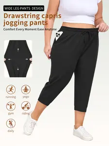 Women's Plus Size Solid Color Casual Loose Fit Baggy Belted Pants, Pocket Design, Adjustable Waist Drawstring, Comfortable Fashion Daily Wear
