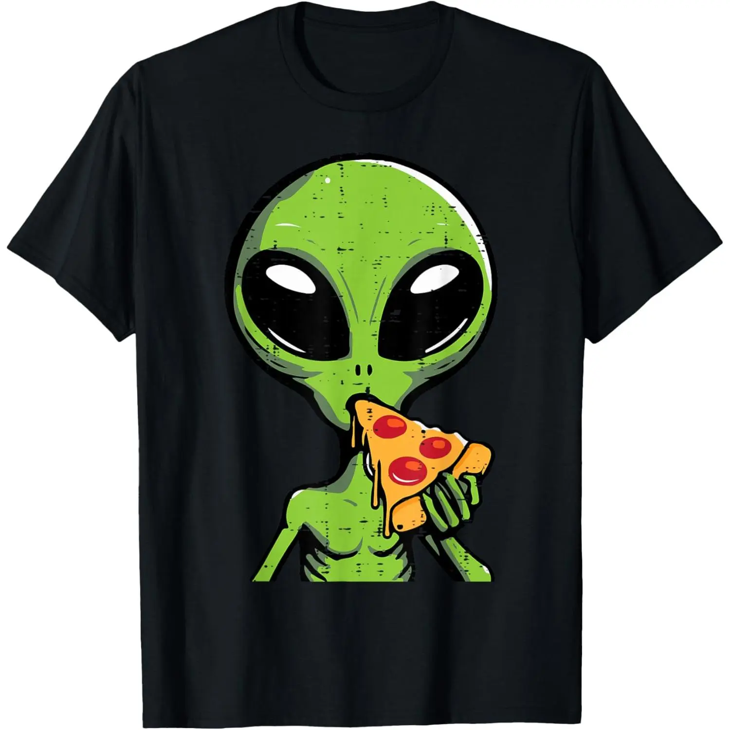 Alien Eating Pizza Funny UFO Snack Food Men Boys Kids Women T-Shirt Pure Cotton Graphic Tees Menswear Top: Gifts for Men & Women