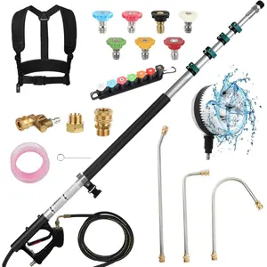 24FT Pressure Washer Extension Wand with Bursh, Power Washer Extension Wand, Gutter Cleaning Tool for Your Patio, Lawn & Garden (24FT Wand with Brush)