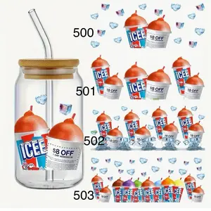 Summer Ice Cup Designs UV DTF Cup, Waterproof and Rubbing Transfer Stickers for any size  Cups and Mugs