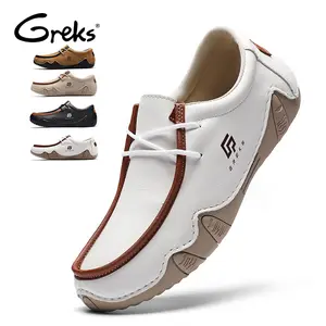 GREKS Men's Casual Walking Shoes, Two-Tone Fashion Loafers, Flexible Rubber Outsole Low-Top Deck Shoes for Men