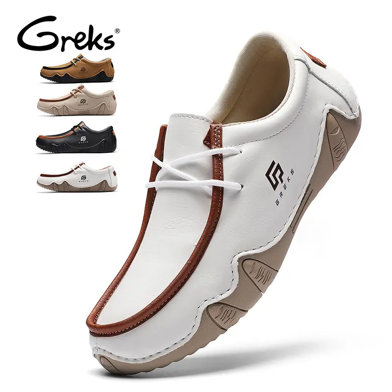 GREKS Men's Casual Lace-Up Shoes Comfortable Soft Sole Driving Loafers Outdoor Walking Shoes