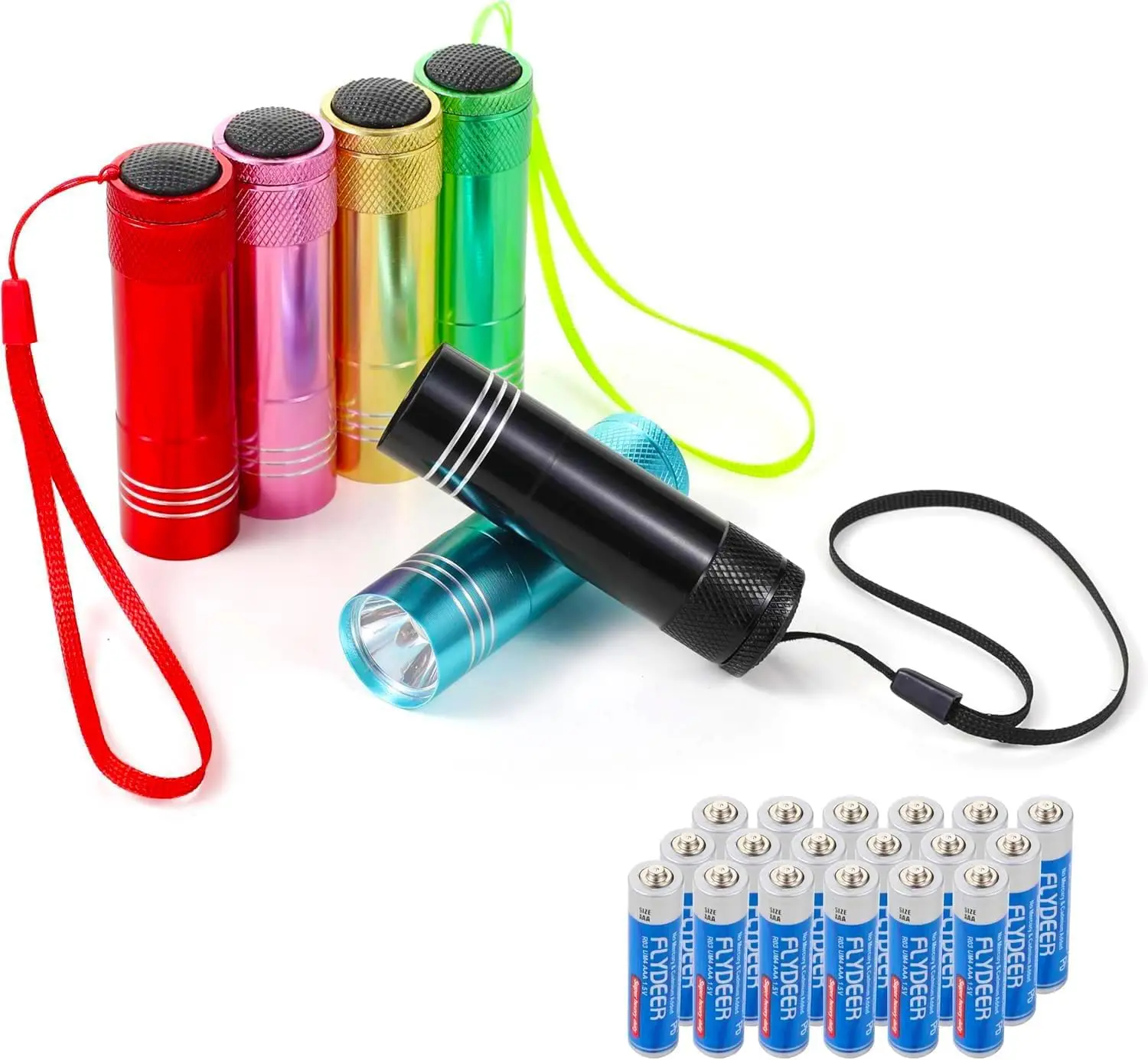 6-Pack Unisex Compact Mini Handheld Pocket LED Torches, Small Aluminum Body High-Lumen Multifunction Portable Flashlights with Batteries & Lanyard, LED Lights for Camping, Stocking Stuffers