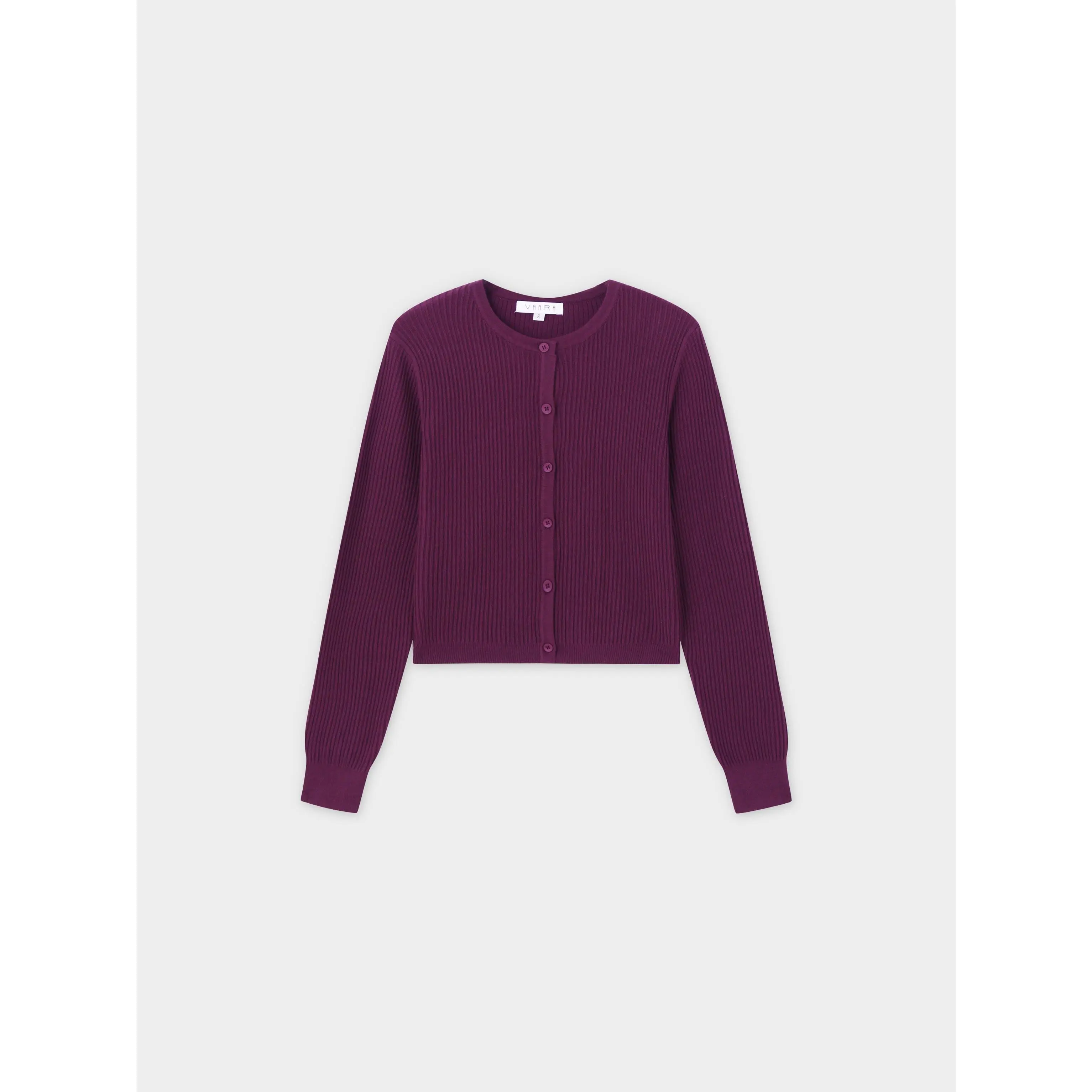 Button Down Ribbed Cardigan-Wine