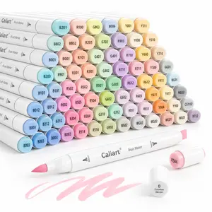 【Limited-TimeSpecials】Caliart Official 61/100Colors Pastel Alcohol Based Art Markers, Brush Tip Dual Tip Permanent Marker Set for Adult Coloring Book, Drawing, Sketch, Illustration, Card Making, Art Supplies, DIY Crafts, Journaling Gift FS