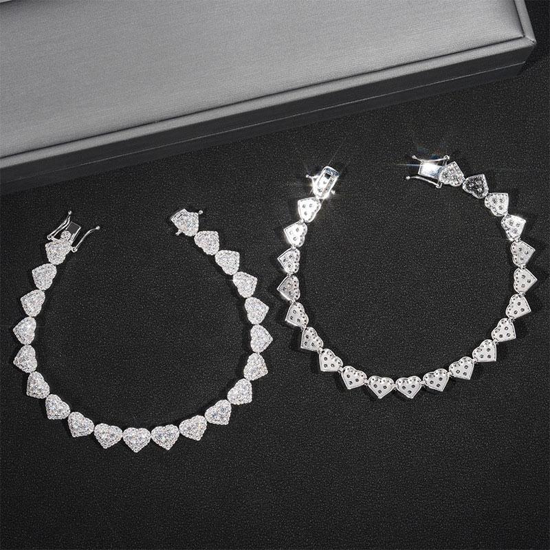 VVS1 All Moissanite Heart Bracelet Necklace 925 Sterling Silver Jewelry with GRA Certification For Women VVS1 All Moissanite Heart Bracelet Necklace 925 Sterling Silver Jewelry with GRA Certification For Women