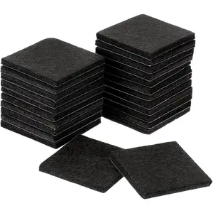 Furniture Pads, 24Pcs 2" - Square Self Felt Furniture Pads, Protectors for Chairs Legs Floors (Black)