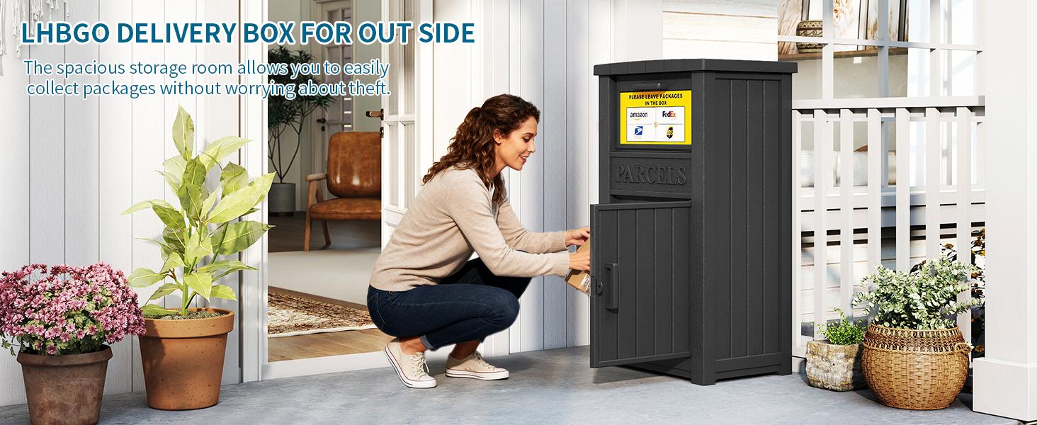All-Weather Plastic Package Safe Box, Lockable Parcel Dropbox for Outdoor Delivery, Anti-Theft Porch Box for Garden Backyard Entryway