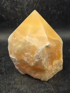 Orange calcite polished top point! 1.2 pounds, 3.2 inches tall, 2.8" wide
