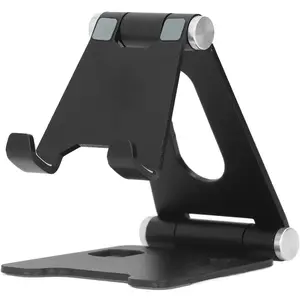 Aluminum Alloy Metal Desktop Phone Stand, Compatible with iPhone 13/14/15 Pro, Portable Foldable Design, Ideal for Live Streaming