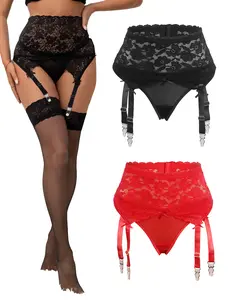 Lace Garter Belt for Women High Waisted Suspender Belt with 4 Vintage Strap Garter Belts for Thigh High Stockings XS-4XL