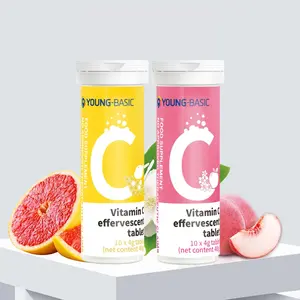 9 Young-Basic Vitamin C Effervescent Tablets Fresh Fruit Flavored Daily Immune Support Optimum Supplement Dietary Fitness Healthcare Nutrition Edible vitamins women