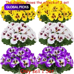 12 Bundles Artificial Pansy Flowers, Faux Pansy Plants for Garden, Wedding, Home & Table Centerpieces, Indoor & Outdoor Floral Decor (White/Purple/Yellow) #GLOBAL PICKS