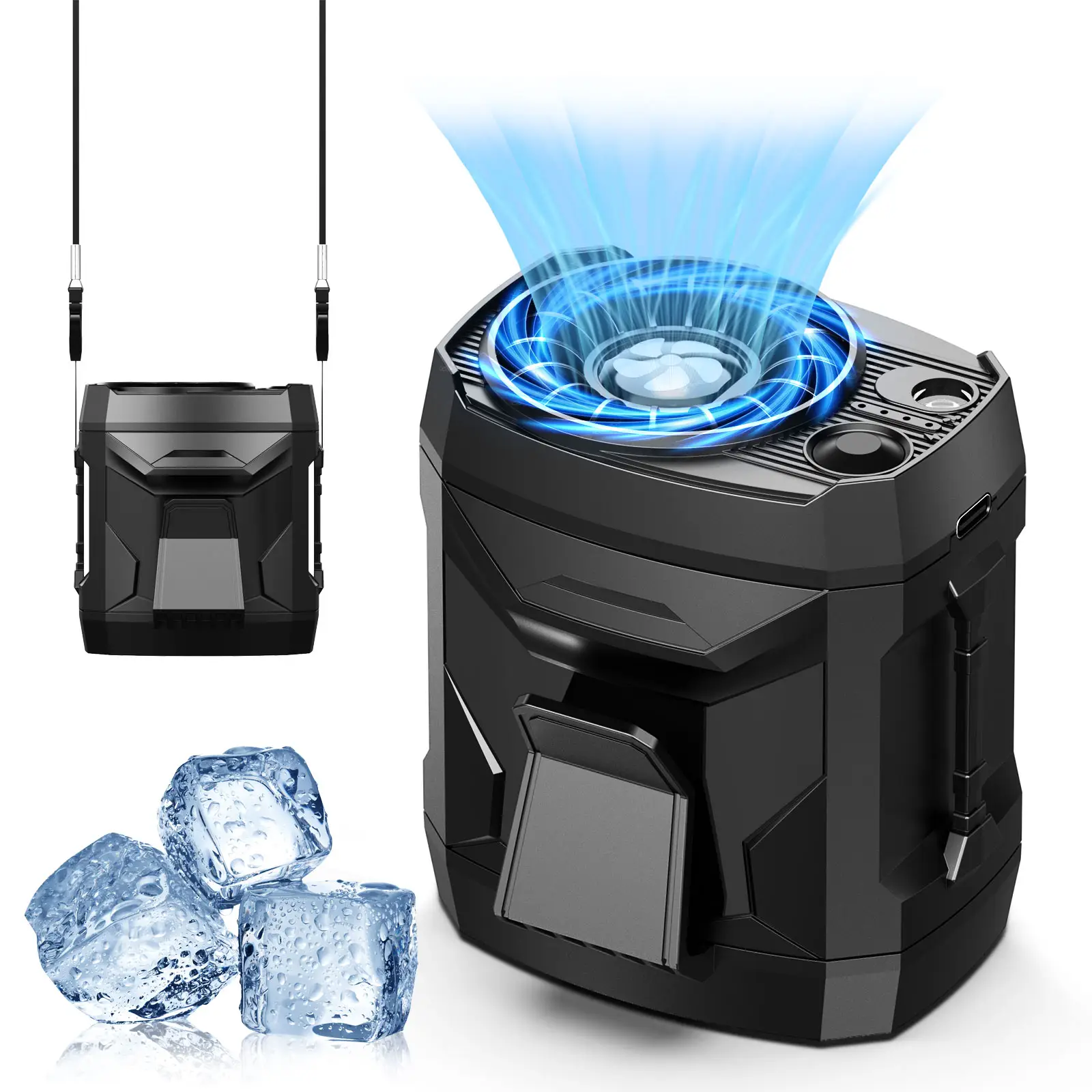 Portable Waist Fan, 3 IN 1 Hand Fan, Clip Fan, Cool Clip Fan under Shirt, 4 Speeds, LED Lights, 8000mAh Rechargeable Belt Fan, Multifunction Electric