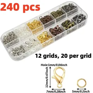 240 Pieces DIY Jewelry Making Kit, Equipped with Metal Lobster Clasps and Open Jump Rings, Suitable for Bracelets and Necklaces, Handmade Crafts