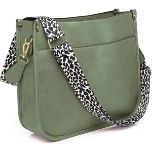 Vegan Leather Crossbody Bags for Women, Crossbody Purse with Guitar Strap Zipped Pockets Handbag  Bag