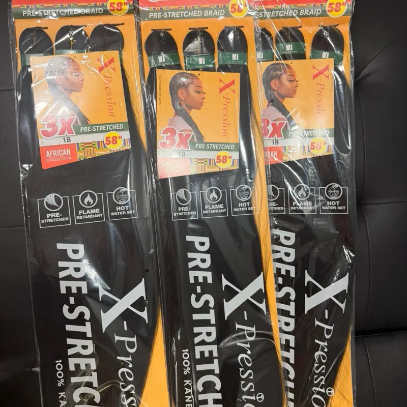 3-Pack Deal for $25 – X-Pression 3X Pre-Stretched Braiding Hair, 58 Inches, Black