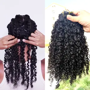Kinky Curly Seamless Clip Ins Human Hair Burmese PU Clip In Human Hair Extensions Kinky Curly Clips Ins Human Hair For Black Women 240g For Full Head