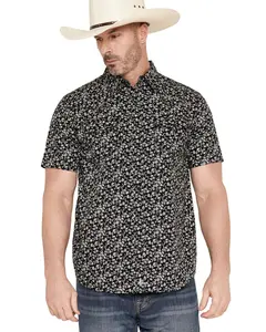 Moonshine Spirit Men's Spirit&Reg; Midnight Bloom Floral Print Short Sleeve Snap - Mssu26w1-Blk