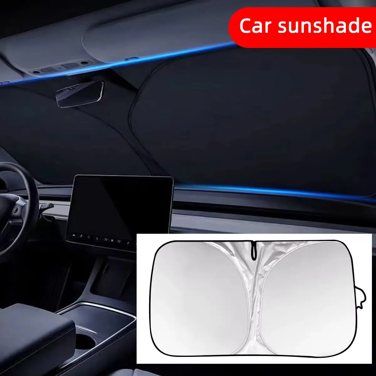 【toolupgrade】Portable Car Windshield Sunshade - Silvery Material, Foldable Design for Easy Installation & Storage, Car Sun Protection with High UV-Blocking, Thermal Insulation, Interior Protection for Most Vehicles