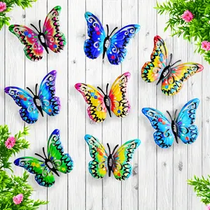 8-Pack Classic Metal Butterfly Wall Art - 3D Colorful Hanging Butterflies - Iron Craft - For Garden Patio, Outdoor Indoor Decor, Fence Yard Wall Garden - Suitable for Mother's Day, Father's Day, and Universal Celebrations - Perfect Gift for