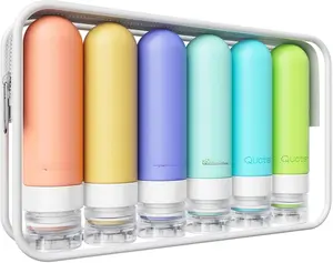 Quatish Travel Bottles for Toiletries 6 Pack, Original Patented Leakproof 3 oz Tsa Approved Travel Size Containers, BPA Free Silicone Shampoo and Conditioner Bottles, Camping Essentials