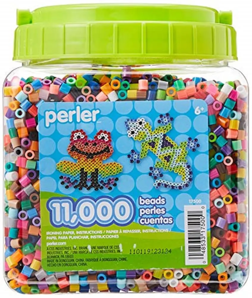 Perler Assorted Multicolor Fuse Beads for Kids Crafts, 30 Colors, 11000 pcs, Includes Reusable Ironing Paper, Storage Jar, Ages 6 and Up