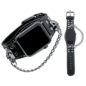 Skull Design Cuff Bracelet Watch Band, Fashion Chain Watch Band for Apple Watch 49mm 45mm 44mm 42mm 41mm 40mm 38mm, Smart Watch Straps, Wearable Accessories