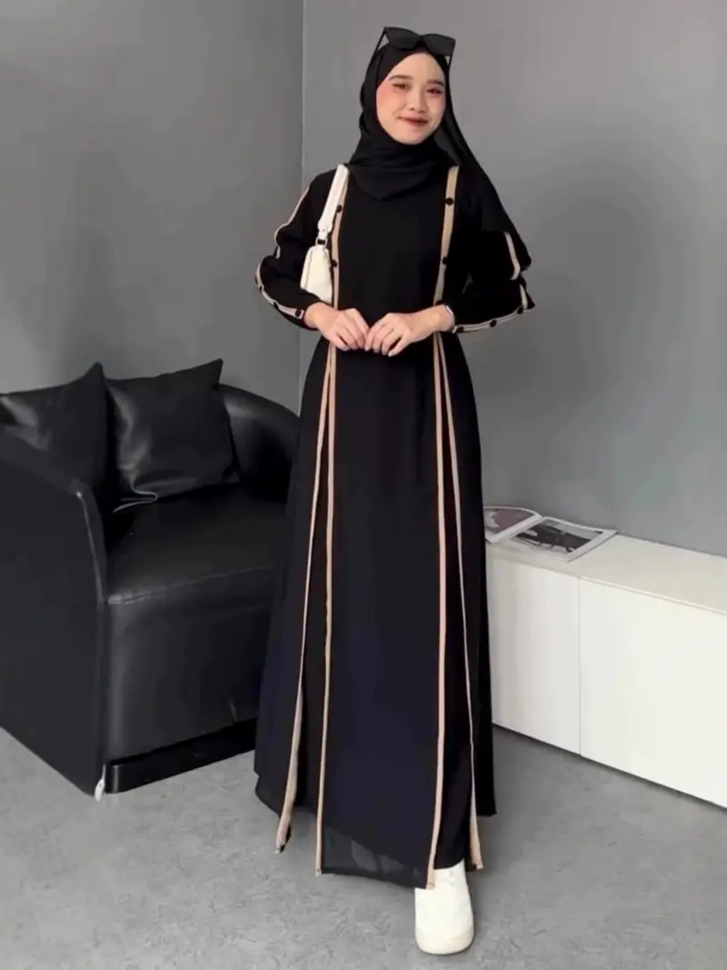 White long dress outfit simple muslim - TikTok Shop