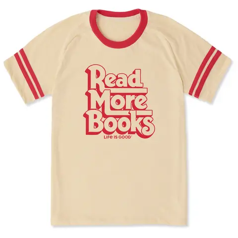Unisex Read Even More Books Sleeve-Striped Tee