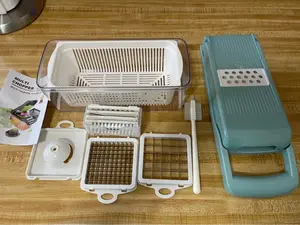 12 in 1 Multifunctional Onion Veggie Chopper Vegetable Chopper With Container Vegetable Slicer Dicer Cutter (Blue)