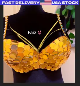 Faiz Golden Mirage Sequin Bra Top