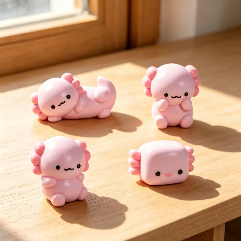 Tabasquishy Handmade Axolotl Squishy Plush Collectibles, 5-Style Kawaii Slow-Rising Fidget Toy, Portable Desk Decor-Pocket Charm, Stress Relief Gift for Teens
