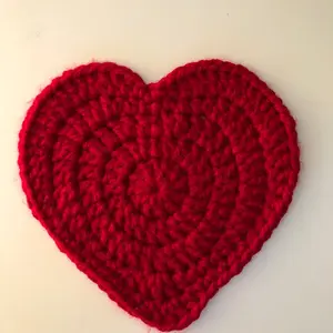 Handmade Crocheted Red Heart Coaster - Large Size, Red Color, Ideal for Tableware