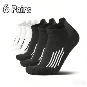 Men's Sports Socks 6-Pairs Seamless Toe Moisture-Wicking Anti-Slip Silicone Arch Support Y-Type Heel Wrap Breathable Cushioned Sole Fits Canvas Sneakers Leather Shoes US 6-8 9-11 12-14