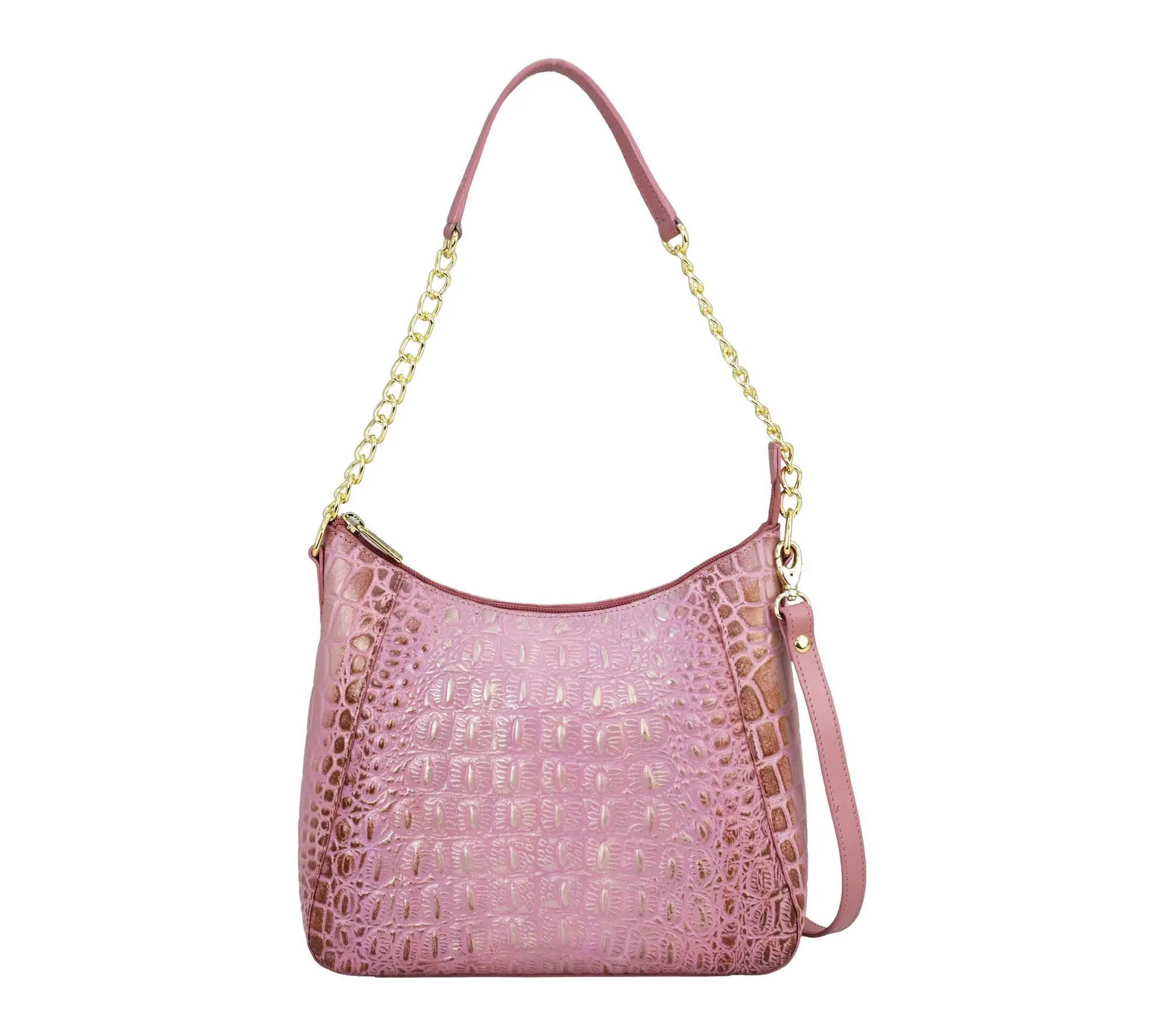 Anushcka Painted Leather Zip-Top Shoulder Hobo Bag
