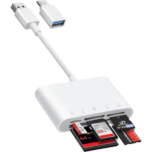 USB-A and USB-C to SD Card Reader, Trail Camera Card Adapter with SD MicroSD CF Compact Flash Memory Stick XD Picture 5 Slots for  15 16 iPad  MacBook Pro/Air Laptop Pc