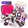【Black Friday】21-Piece Kids' Pretend Play Makeup Playset, Rose-Pink Croc Pattern Vanity Case with Pretend Eyeshadows, Powder & Brushes #GLOBAL PICKS