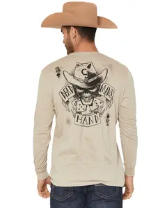 Cody James Men's Dead Man's Hand Long Sleeve Graphic T-Shirt - Cjfa25t14-Tan