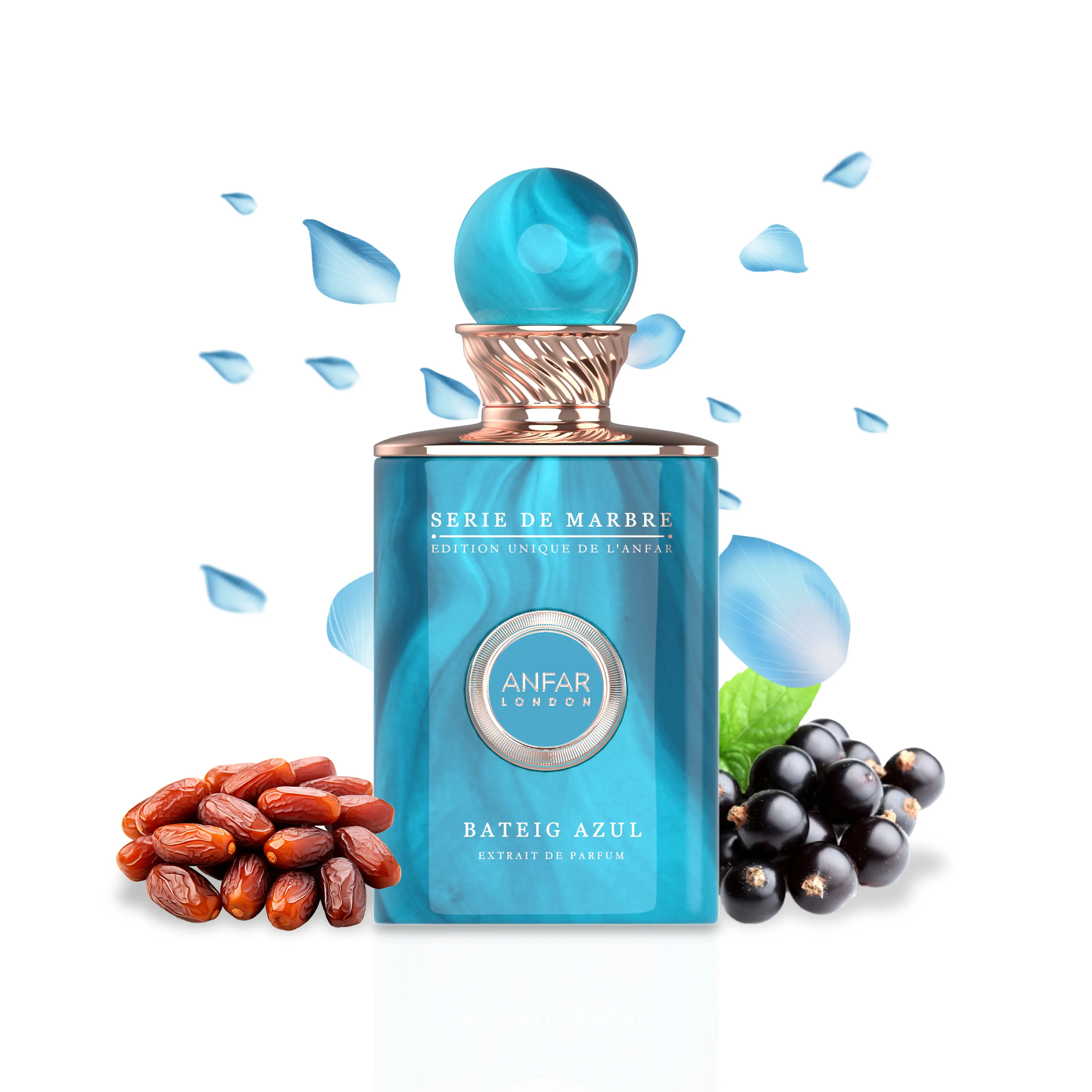 Anfar London Bateig Azul Extrait De Parfum, Fresh Fruity Citrus Scent with Black Currant & Mint, Paraben-Free Unisex Fragrance for Adults, 3.4 fl oz, Single Item, 100 Ml Perfume, Limited Edition, Paraben-Free For Mindful Wear, Anfar Perfumes, Chemical Fre
