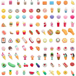 110Pcs 3D Food Erasers for Kids, All are Food Styles, Random Desktop Pets Toys Gifts, Mini Puzzle Classroom Rewards, Kids Party Favors Back to School Supplies
