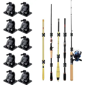 Wall Mounted Rod Clips 10Pcs Fishing Pole Cue Curtain Rod Holder Clips Storage Rack