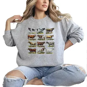 Vintage cows, Cow breed sweatshirt, Cow chart print, Cow farm, Daddy Mommy Unisex Tshirt, sweatshirt, hoodie Cotton Fabric (4)