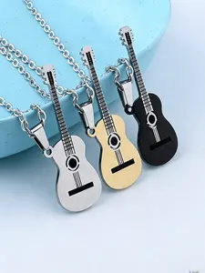 Unisex Guitar Pick Necklace, Hip Hop Music Style, Titanium Steel Guitar Tag Pendant, Personalized Gift for Music Lovers, Exquisite Jewelry Gift