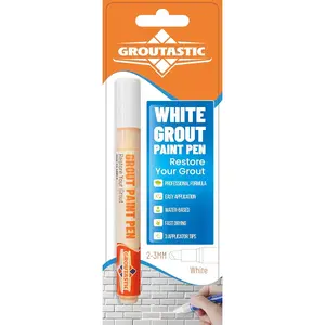 White Grout Paint Pen Tile Grout Colorant & Sealer Marker. Color, Seal and Restore Your Grout. Ideal for Bathroom, Shower, Kitchen. Includes 3 Adjustable Tips
