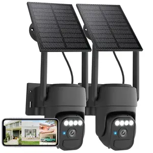 Solar Security Cameras Wireless Outdoor 2 Packs, Pan & Tilt Control, Two-Way Audio, Color Night Vision, IP65 Waterproof, Wi-Fi Camera with Motion Detection