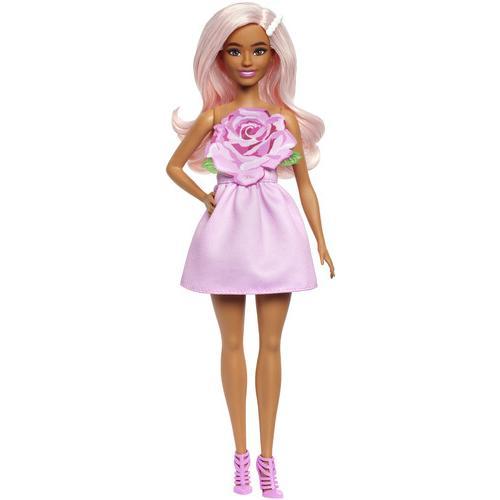 Mattel - Barbie Fashionistas Doll #238 in Strapless Rose Dress, Pink Hair With Barrette Accessory  [Collectible Figurine/Statue/Bust] Paper Doll