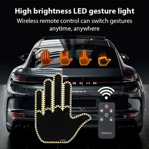 Car Finger Light With Remote Control Road Rage Signs Middle Finger Gesture Light Auto Palm Light Finger Warning Brake Lights