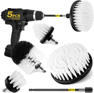 5Pack Drill Brush Attachment Set - Car Interior Detailing Kit with Power Scrubber Brush for Bathroom, Car, Shower, Carpet, Boat, Kitchen, Floor & Tile
